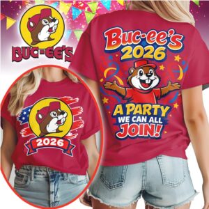 Buc ee’s 2026 A Party We Can All Join Patriotic Red Blue T Shirt