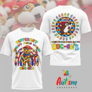 Buc ee's Autism Awareness Different Doesn't Mean Wrong Beaver Graphic Shirt