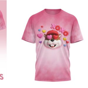 Buc ee's Beaver Believer In Love Valentine Pink Tie Dye Graphic Shirt Heart Logo