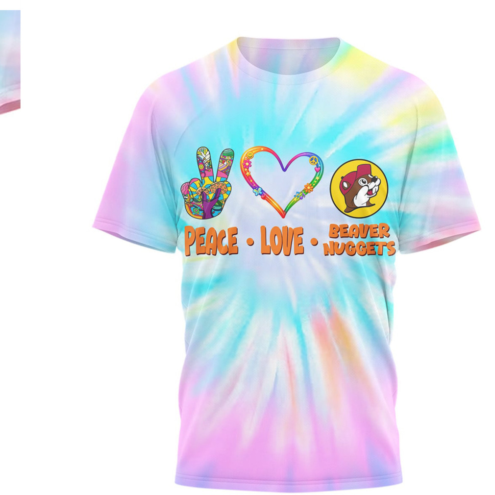 Buc ee's Peace Love Beaver Nuggets Tie Dye Pastel Shirt Buc ee's Peace Love Beaver Nuggets Tie Dye Pastel Shirt