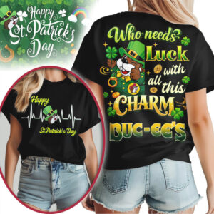 Buc ee's St. Patrick's Day Heartbeat Who Needs Luck Charm Shirt