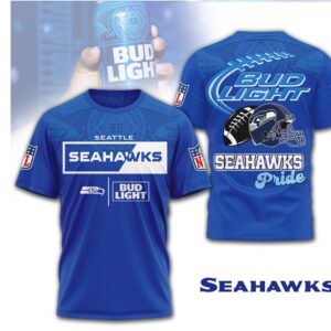Bud Light Seattle Seahawks Pride Beer Label Parody Game Day Graphic T Shirt