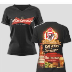 Budweiser 150 Years Celebrating King Of Beers Anniversary Vintage Logo Graphic Concert Style Hoodie