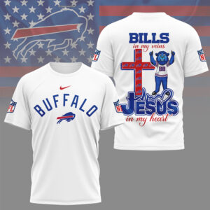 Buffalo Bills Jesus In My Heart Christian Faith Football Fan Graphic T Shirt