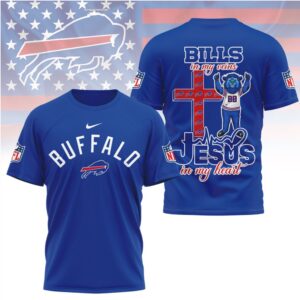 Buffalo Bills Jesus In My Heart Christian Faith Football Fan Graphic T Shirt