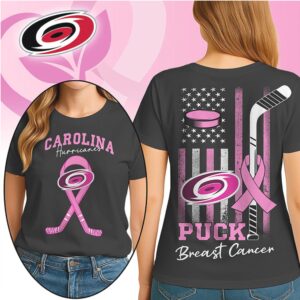 Carolina Hurricanes Breast Cancer Awareness Pink Ribbon Hockey Fan Support Graphic Shirt