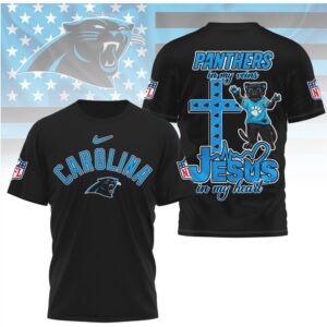 Carolina Panthers Jesus In My Heart Christian Faith Football Fan Graphic T Shirt