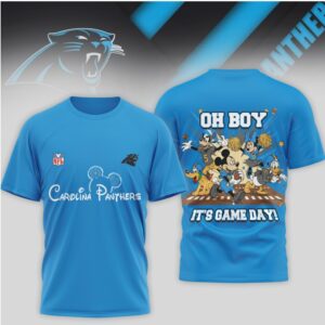 Carolina Panthers Mickey Mouse Disney Game Day Blue Graphic Sports Fan Shirt