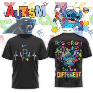 Carolina Panthers Stitch Autism Awareness It's Okay To Be Different Football Fan Shirt