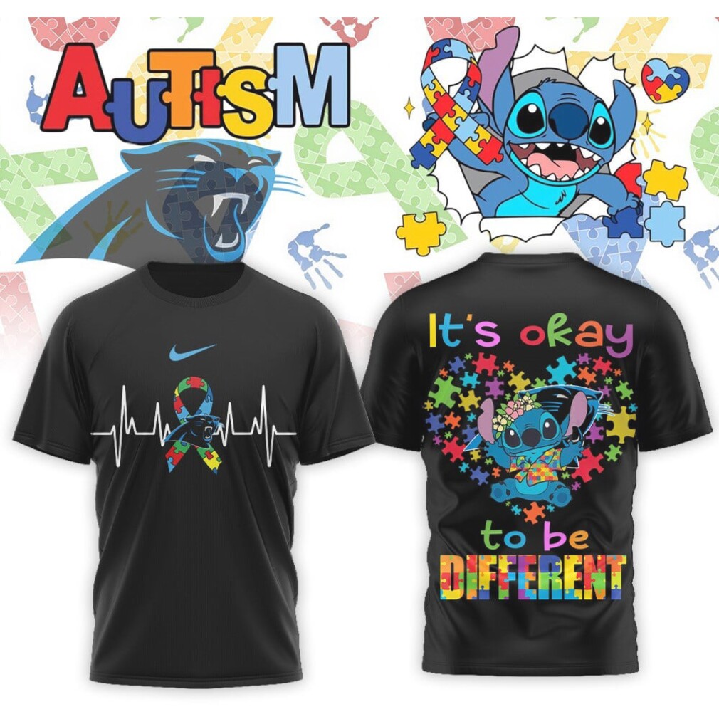 Carolina Panthers Stitch Autism Awareness It's Okay To Be Different Football Fan Shirt Carolina Panthers Stitch Autism Awareness It's Okay To Be Different Football Fan Shirt
