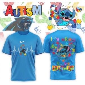 Carolina Panthers Stitch Autism Awareness It's Okay To Be Different Football Fan Shirt