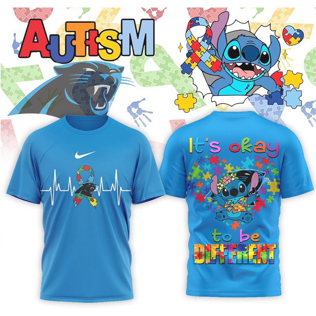 Carolina Panthers Stitch Autism Awareness It’s Okay To Be Different Football Fan Shirt Carolina Panthers Stitch Autism Awareness It’s Okay To Be Different Football Fan Shirt