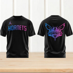 Charlotte Hornets NBA Black T Shirt Pink Blue Gradient Basketball Team Graphic Fan Apparel T Shirt Charlotte Hornets NBA Black T Shirt Pink Blue Gradient Basketball Team Graphic Fan Apparel T Shirt