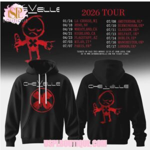 Chevelle 2026 Tour Dates Rock Band Red Logo Black Graphic Hoodie Sweatshirt