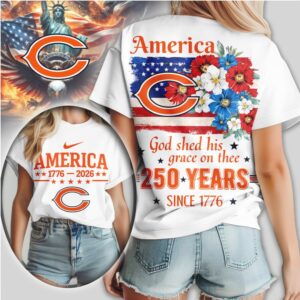 Chicago Bears America 250 Years Since 1776 Patriotic Independence Day Football Fan Shirt