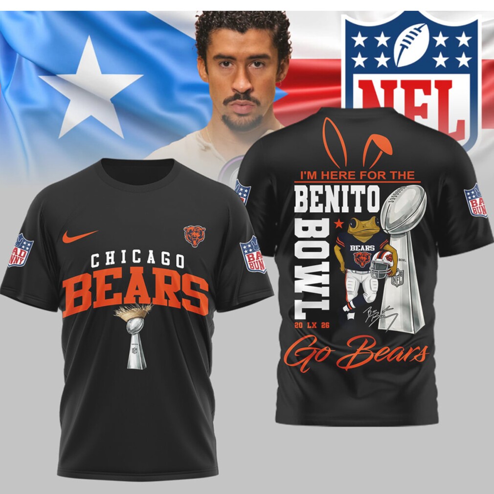 Chicago Bears Bad Bunny Benito Bowl Super Bowl LX Graphic Football Fan Apparel T Shirt Chicago Bears Bad Bunny Benito Bowl Super Bowl LX Graphic Football Fan Apparel T Shirt