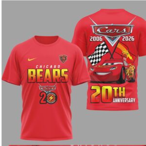 Chicago Bears Disney Cars 20th Anniversary Red Racing Lightning McQueen Graphic T Shirt
