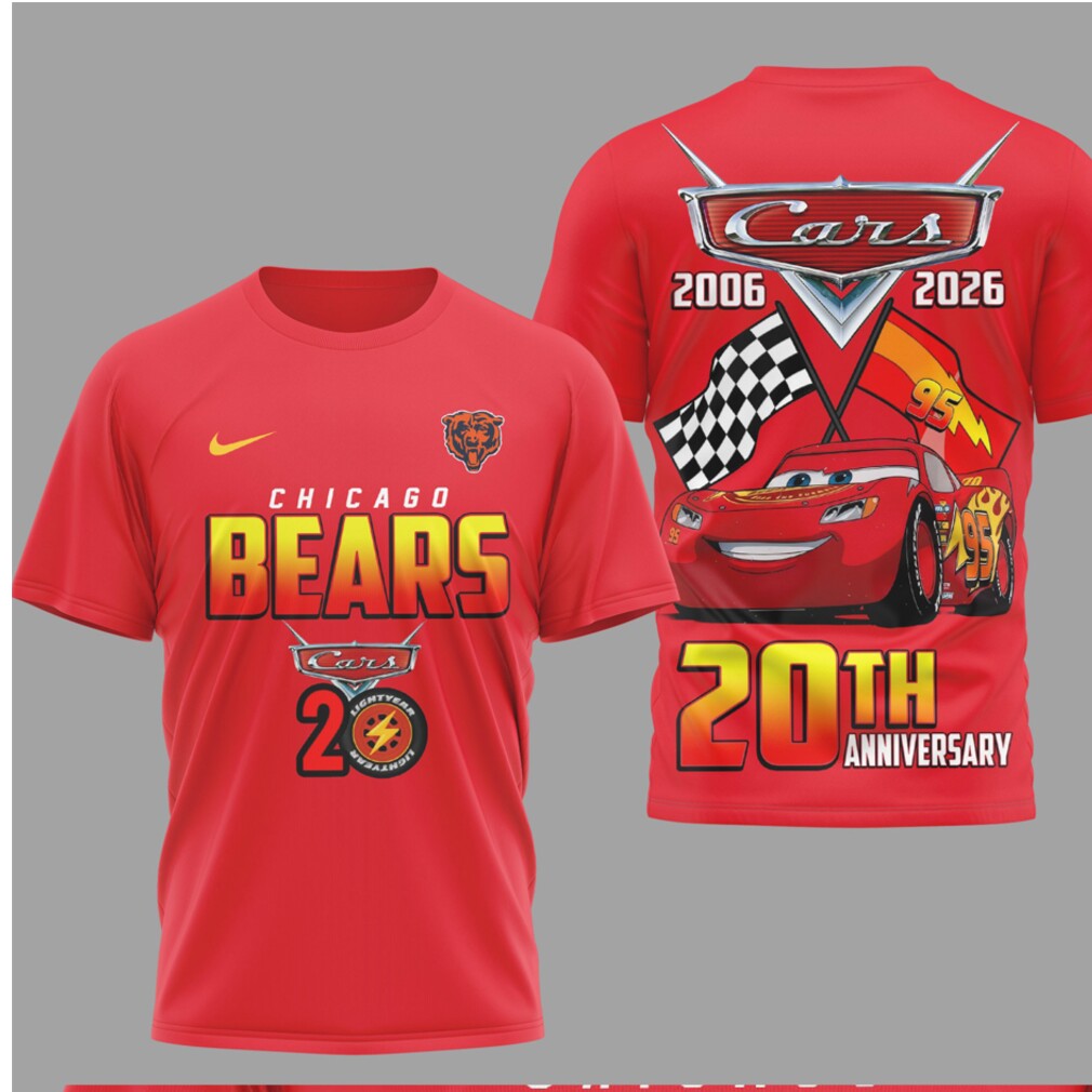 Chicago Bears Disney Cars Lightning McQueen 20th Anniversary Vintage Red Sports T Shirt Chicago Bears Disney Cars Lightning McQueen 20th Anniversary Vintage Red Sports T Shirt