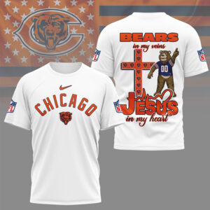 Chicago Bears Jesus In My Heart Religious Faith Football Fan Graphic Shirt