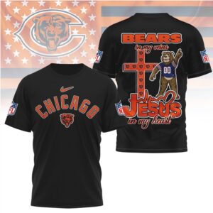 Chicago Bears Jesus In My Heart Religious Faith Football Fan Graphic Shirt