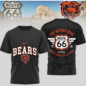 Chicago Bears Route 66 Mother Road NFL Football tshirt Chicago Bears Route 66 Mother Road NFL Football tshirt