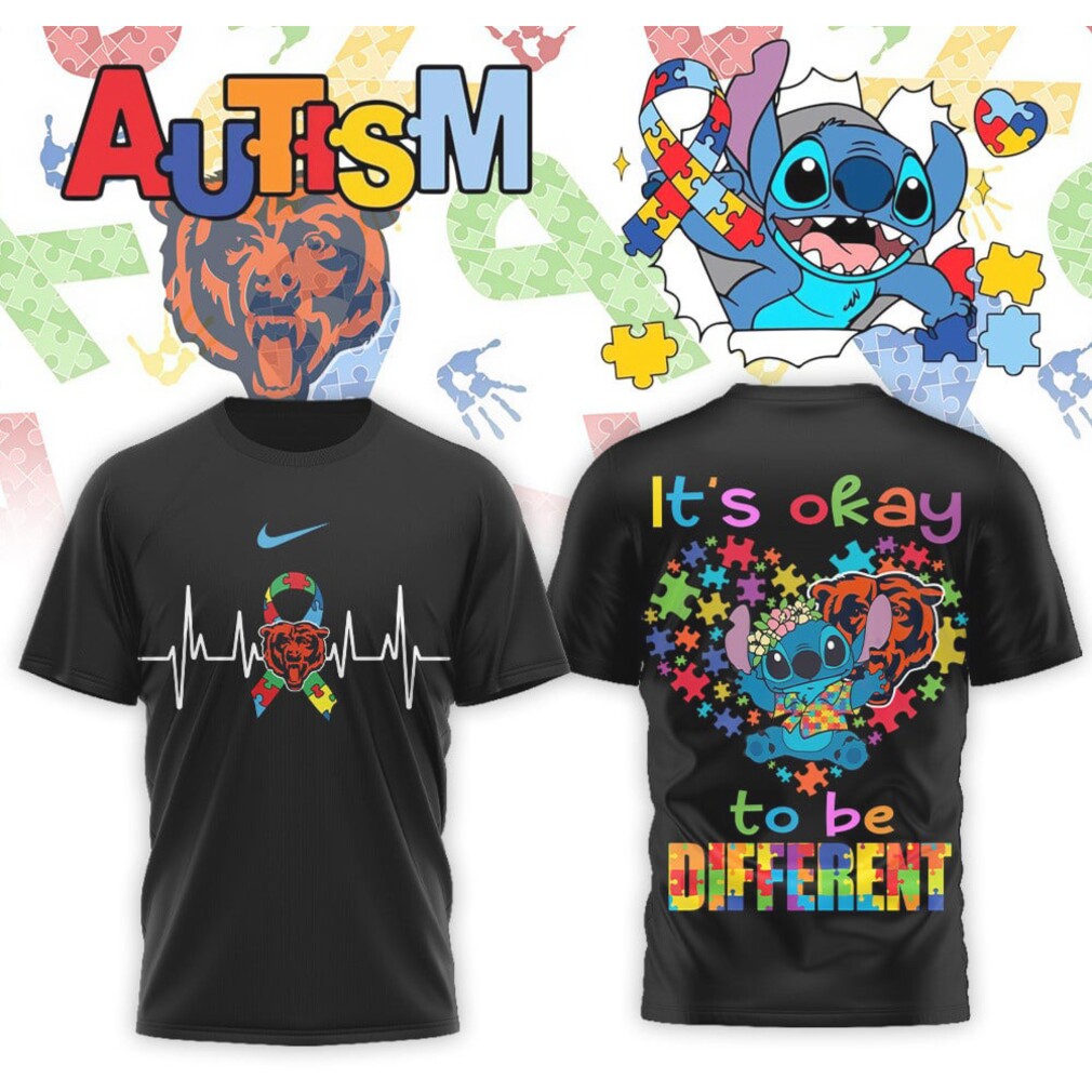 Chicago Bears Stitch Autism Awareness Heartbeat Ribbon Navy Blue Graphic Football Fan Shirt Chicago Bears Stitch Autism Awareness Heartbeat Ribbon Navy Blue Graphic Football Fan Shirt