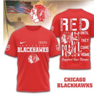 Chicago Blackhawks R.E.D. Friday Military Support Hockey Shirt