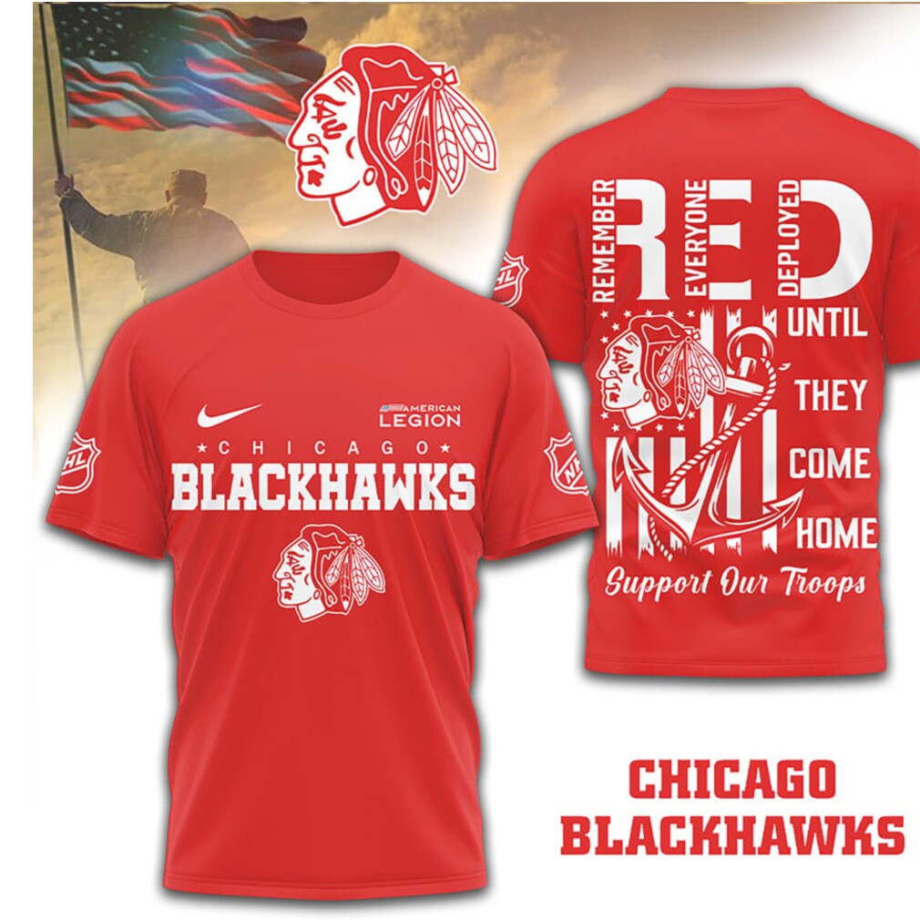 Chicago Blackhawks R.E.D. Friday Military Support Hockey Shirt Chicago Blackhawks R.E.D. Friday Military Support Hockey Shirt