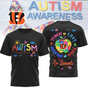Cincinnati Bengals Autism Awareness Teach Love Hope Puzzle NFL Football Fan T Shirt