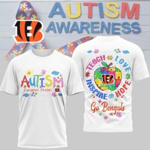 Cincinnati Bengals Autism Awareness Teach Love Hope Puzzle NFL Football Fan T Shirt