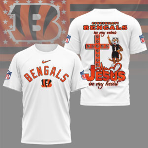 Cincinnati Bengals Jesus In My Heart Christian Faith Football Fan Graphic T Shirt