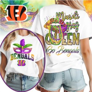 Cincinnati Bengals Mardi Gras Queen Festive Game Day Football Graphic T Shirt Cincinnati Bengals Mardi Gras Queen Festive Game Day Football Graphic T Shirt