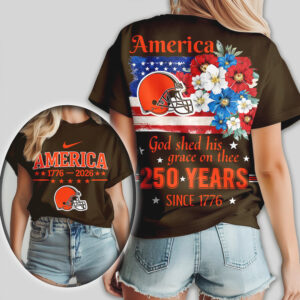 Cleveland Browns America 250 Years 1776 2026 Patriotic Floral Football Fan Shirt Cleveland Browns America 250 Years 1776 2026 Patriotic Floral Football Fan Shirt