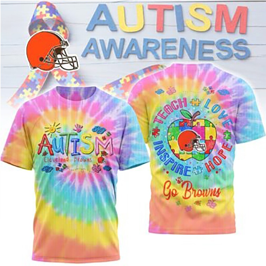 Cleveland Browns Autism Awareness Teach Love Hope Puzzle NFL Football T Shirt Cleveland Browns Autism Awareness Teach Love Hope Puzzle NFL Football T Shirt