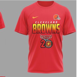Cleveland Browns Disney Cars 20th Anniversary Red Racing Graphic Lightning McQueen T Shirt Cleveland Browns Disney Cars 20th Anniversary Red Racing Graphic Lightning McQueen T Shirt