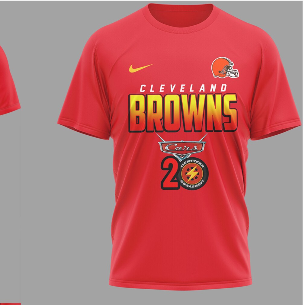Cleveland Browns Disney Cars Lightning McQueen 20th Anniversary Limited Edition Red T Shirt Cleveland Browns Disney Cars Lightning McQueen 20th Anniversary Limited Edition Red T Shirt