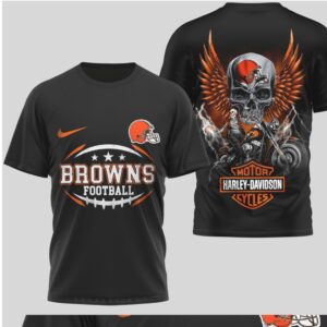 Cleveland Browns Football Shirt Harley Davidson Inspired Skull Biker Graphic T Shirt Cleveland Browns Football Shirt Harley Davidson Inspired Skull Biker Graphic T Shirt