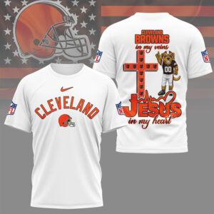 Cleveland Browns Jesus In My Heart Religious Christian Faith Football Fan Shirt