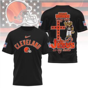 Cleveland Browns Jesus In My Heart Religious Christian Faith Football Fan Shirt