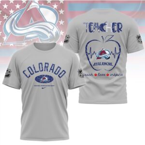 Colorado Avalanche Teacher Appreciation Night Apple Graphic For Hockey Loving Educators Shirt