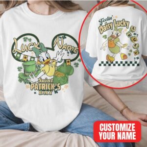 Custom Name Daisy Duck Lucky Saint Patrick’s Day Disney Fashion Festive Green T Shirt Custom Name Daisy Duck Lucky Saint Patrick’s Day Disney Fashion Festive Green T Shirt