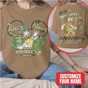 Custom Name Daisy Duck Lucky Saint Patrick's Day Disney Fashion Festive Green T Shirt