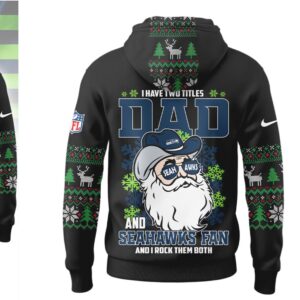 Dad And Seahawks Fan Ugly Christmas Sweater Style Personalized Name Gift Hoodie