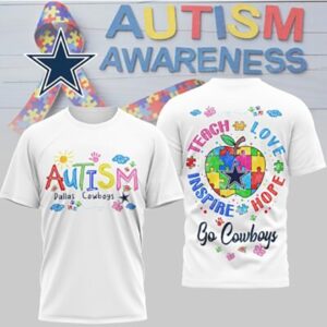 Dallas Cowboys Autism Awareness Teach Love Hope Puzzle NFL Football Fan T Shirt