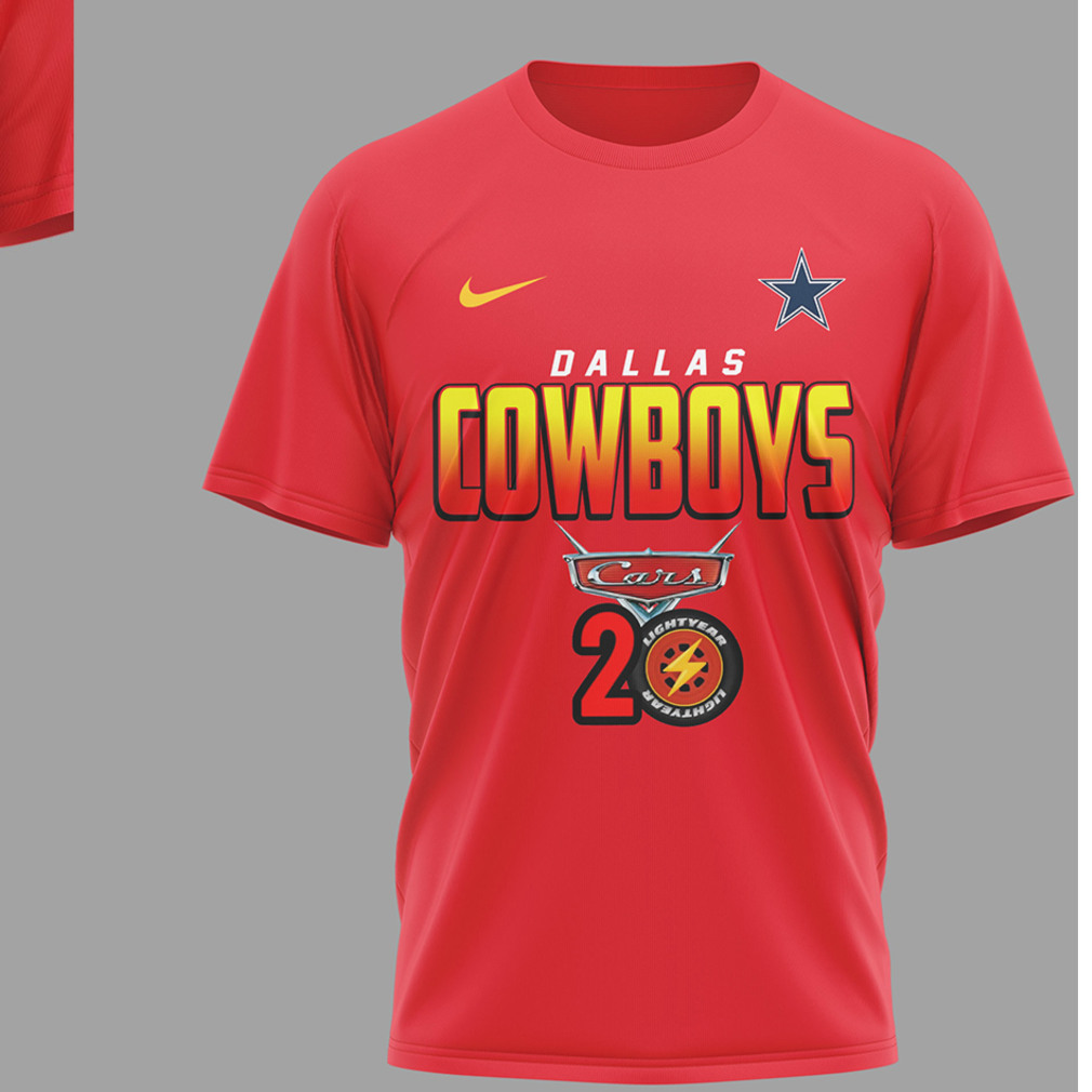 Dallas Cowboys Disney Cars 20th Anniversary Red Graphic Lightning McQueen Racing T Shirt Dallas Cowboys Disney Cars 20th Anniversary Red Graphic Lightning McQueen Racing T Shirt