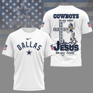 Dallas Cowboys Jesus In My Heart Christian Faith Football Fan Graphic T Shirt