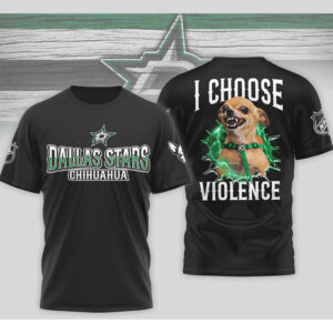 Dallas Stars I Choose Violence Funny Chihuahua Dog Angry Hockey Fan Shirt