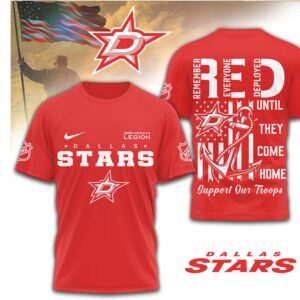 Dallas Stars Military Support R.E.D. Friday Official Team Pride Shirt