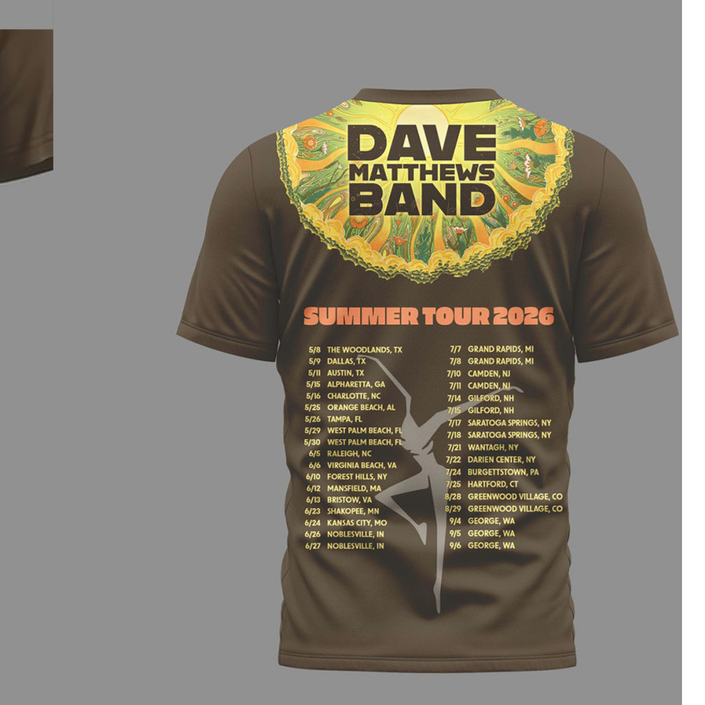 Dave Matthews Band Summer Tour 2026 Autographed Group Photo Vintage Brown Tee Dave Matthews Band Summer Tour 2026 Autographed Group Photo Vintage Brown Tee