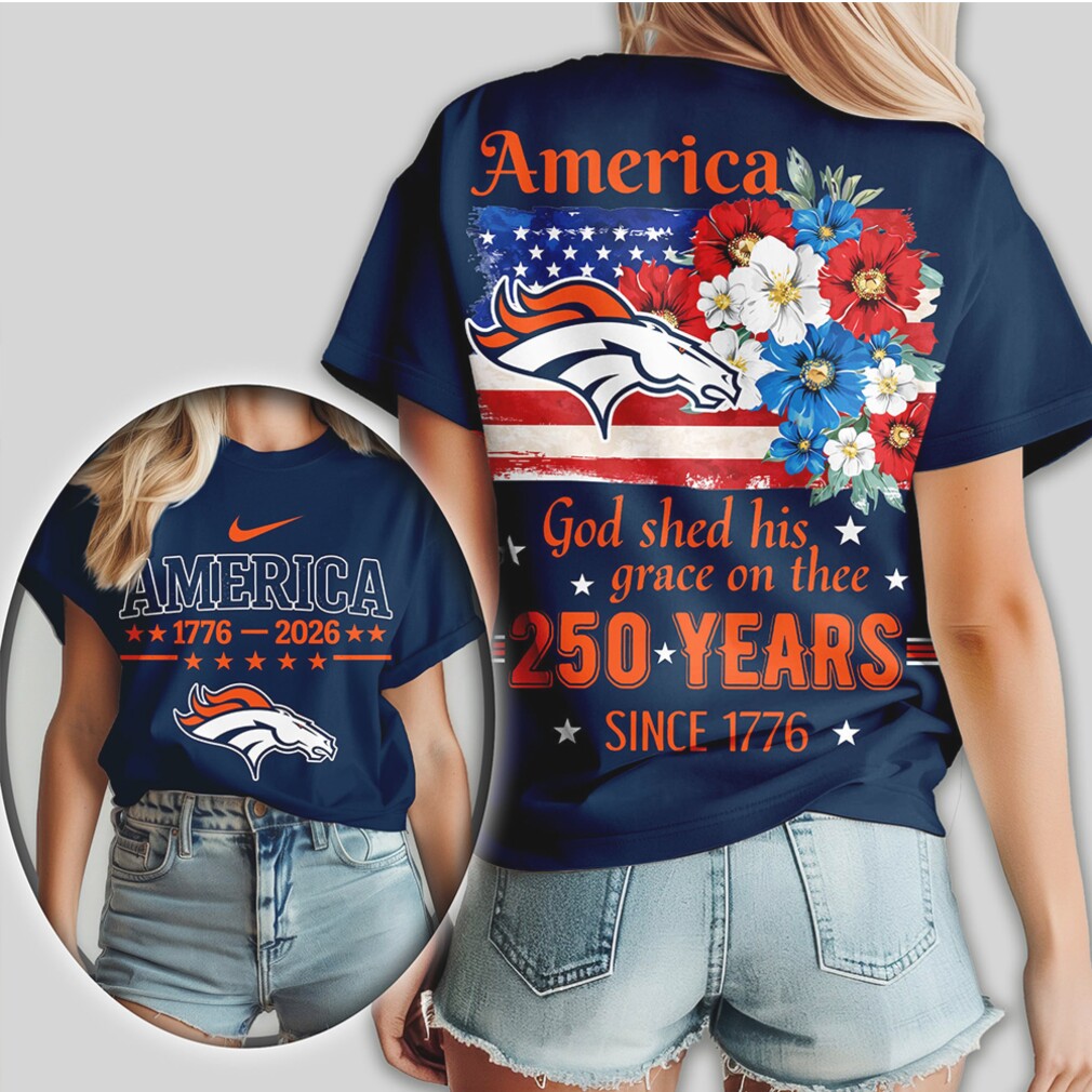 Denver Broncos America 250 Years 1776 2026 Patriotic Floral Football Fan Shirt Denver Broncos America 250 Years 1776 2026 Patriotic Floral Football Fan Shirt